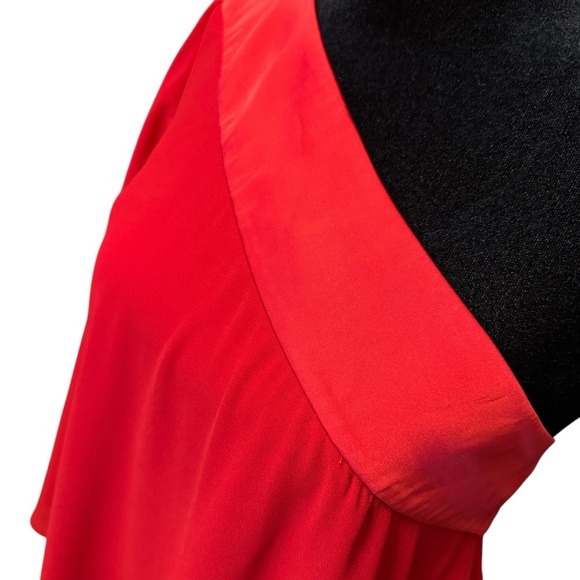 Badgley Mischka Georgette One Shoulder Top Tunic Dress Holiday Party Flowy Small - Picture 7 of 11